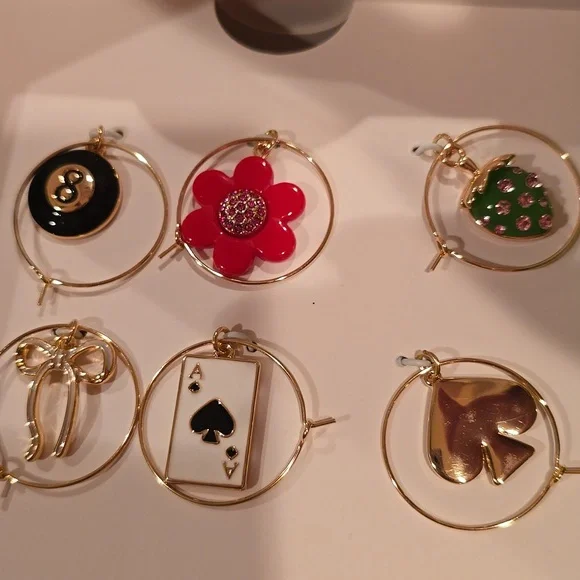 Kate Spade Playful Wine Charms in Black, Red, Green, and Gold - Picture 2 of 4